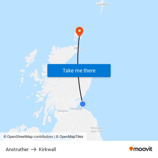 Anstruther to Kirkwall map