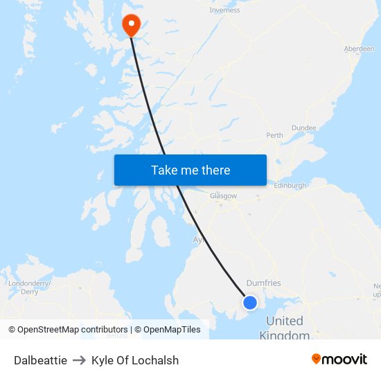 Dalbeattie to Kyle Of Lochalsh map