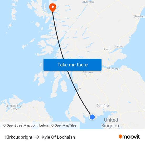 Kirkcudbright to Kyle Of Lochalsh map