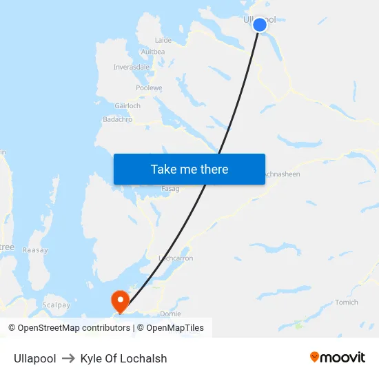 Ullapool to Kyle Of Lochalsh map