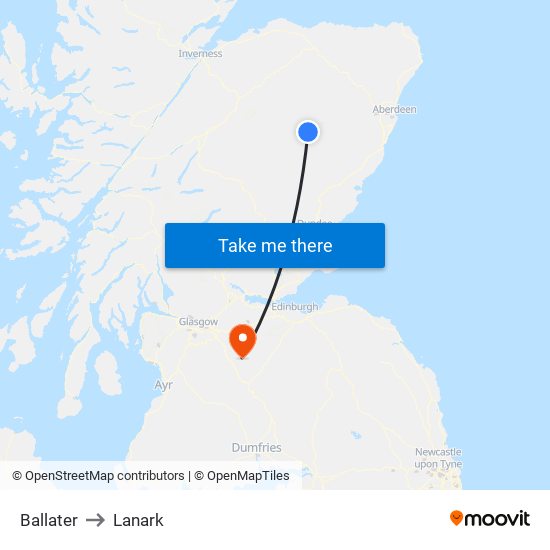 Ballater to Lanark map