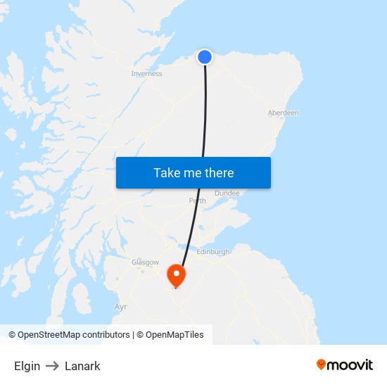 Elgin to Lanark map