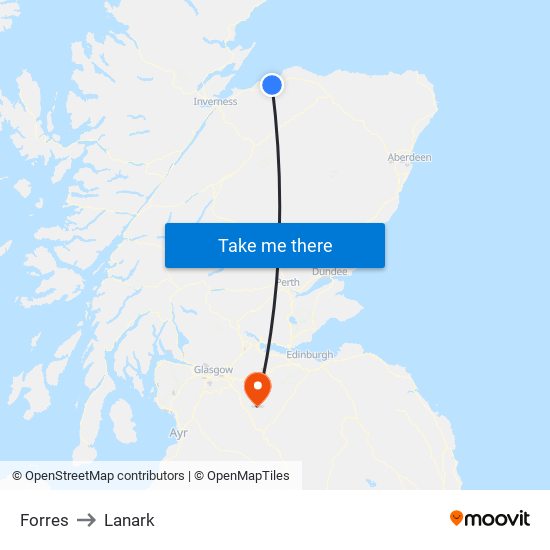 Forres to Lanark map