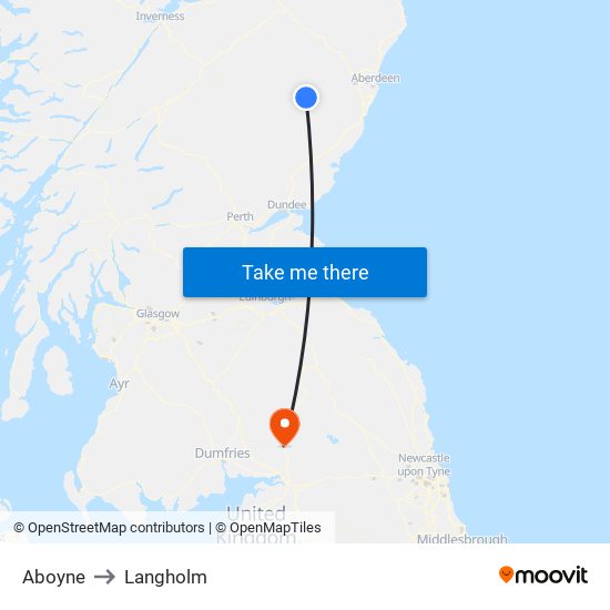 Aboyne to Langholm map