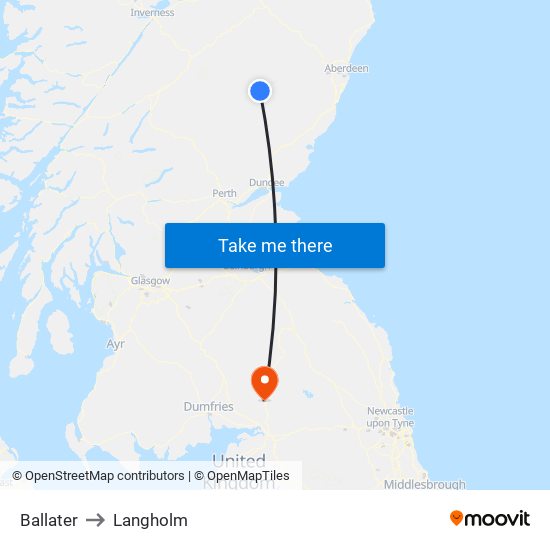 Ballater to Langholm map