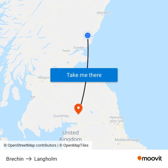 Brechin to Langholm map