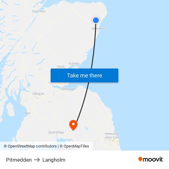 Pitmedden to Langholm map