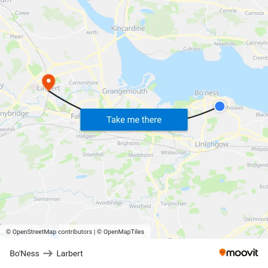 Bo'Ness to Larbert map