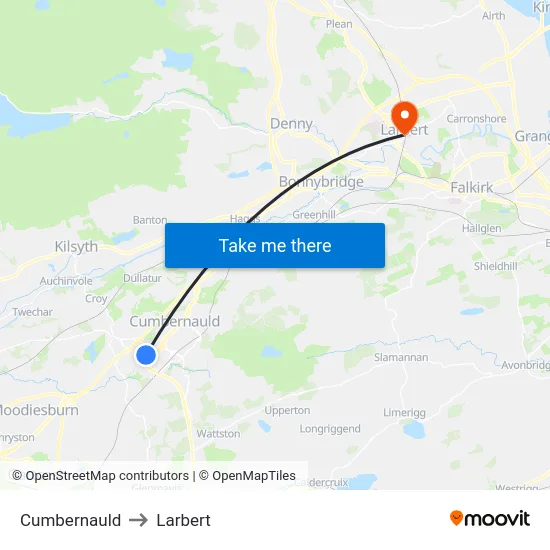 Cumbernauld to Larbert map