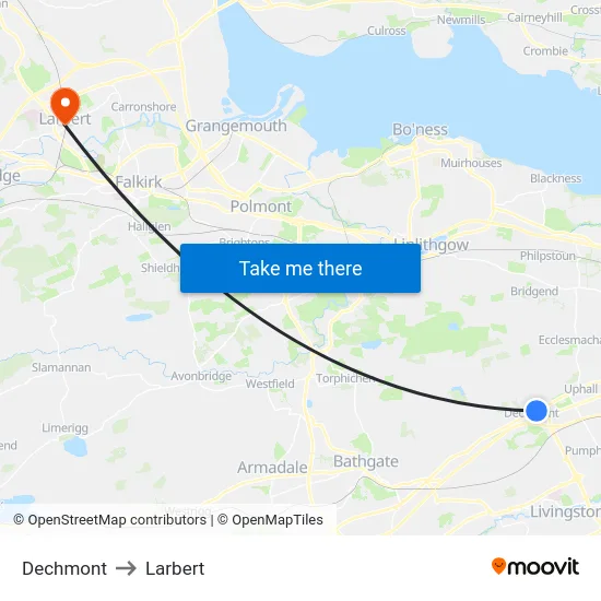Dechmont to Larbert map