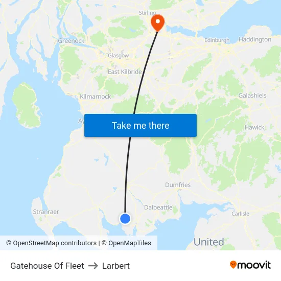 Gatehouse Of Fleet to Larbert map