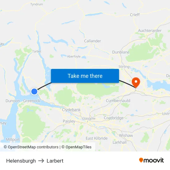 Helensburgh to Larbert map