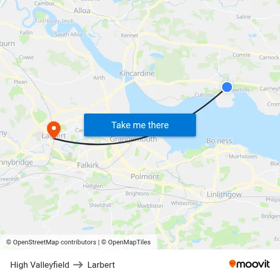 High Valleyfield to Larbert map