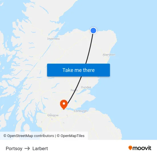 Portsoy to Larbert map