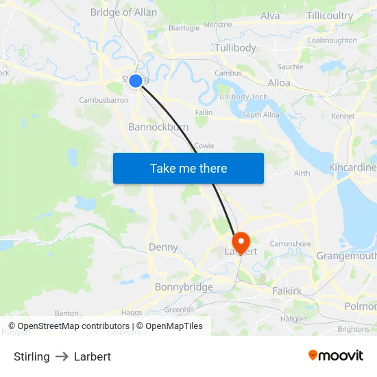 Stirling to Larbert map