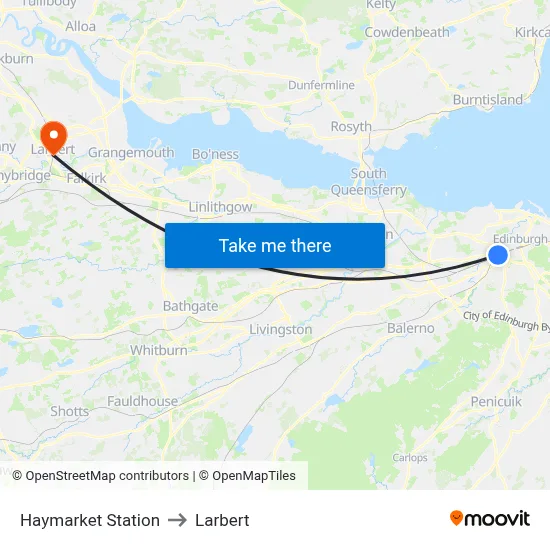 Haymarket Station to Larbert map