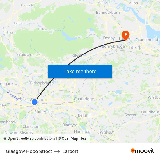 Glasgow Hope Street to Larbert map