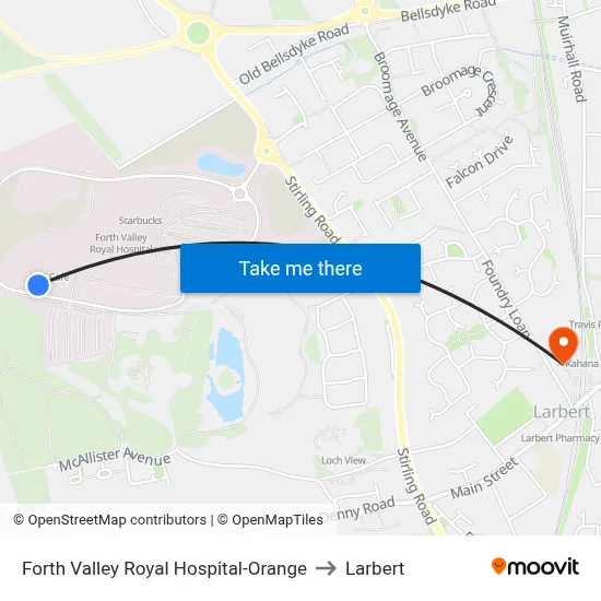 Forth Valley Royal Hospital-Orange to Larbert map