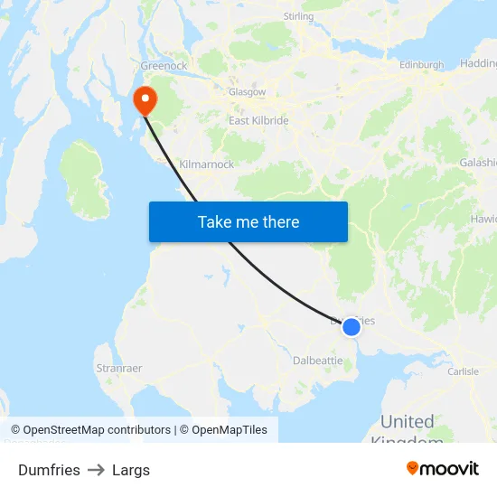 Dumfries to Largs map