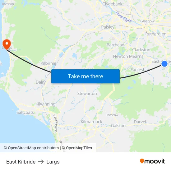 East Kilbride to Largs map
