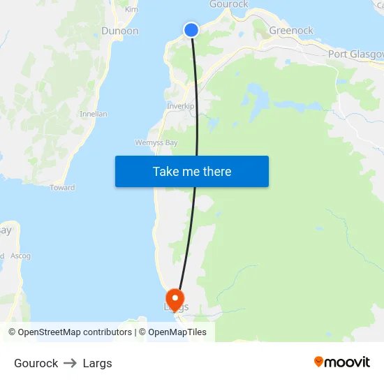 Gourock to Largs map