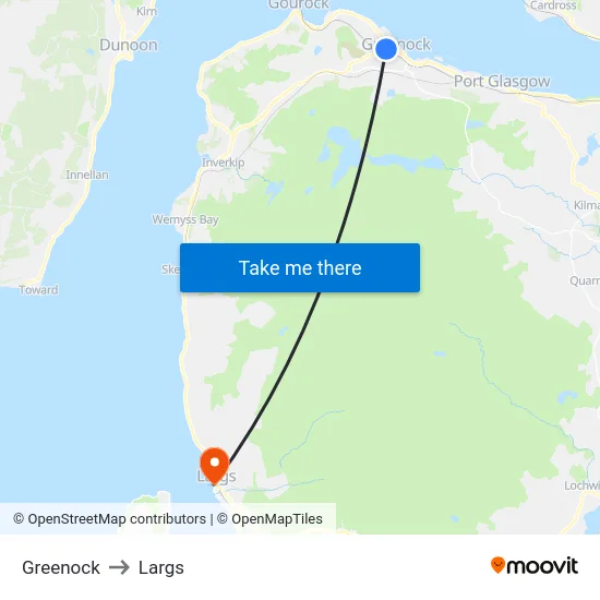Greenock to Largs map