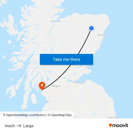 Insch to Largs map