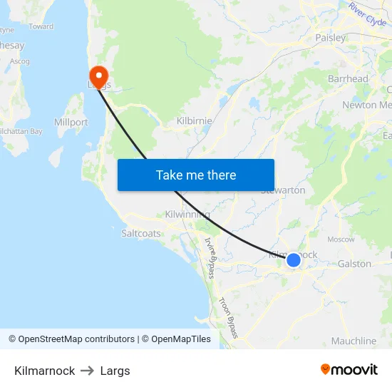 Kilmarnock to Largs map