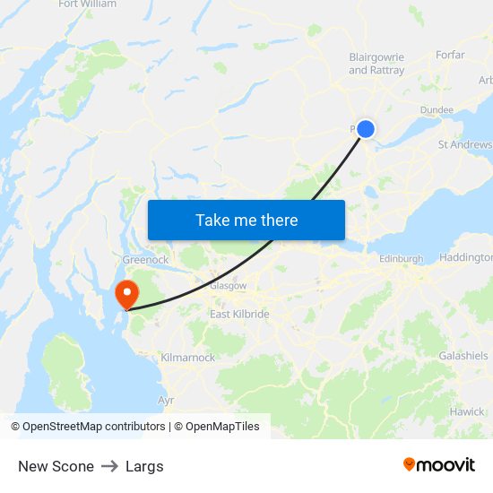 New Scone to Largs map