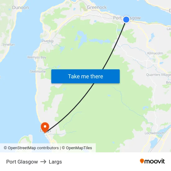 Port Glasgow to Largs map