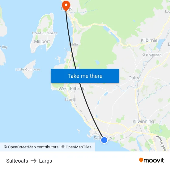Saltcoats to Largs map