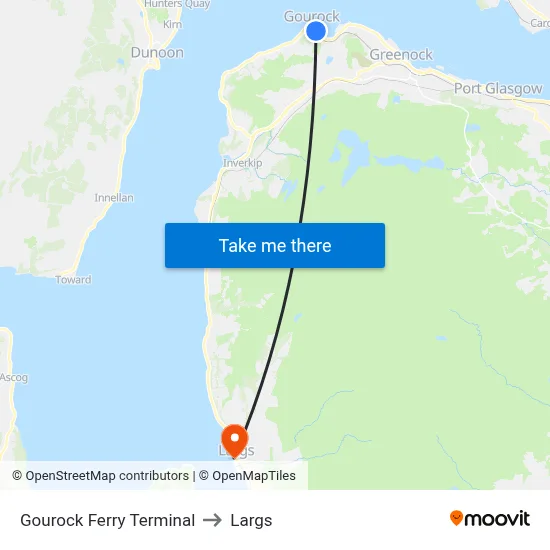 Gourock Ferry Terminal to Largs map