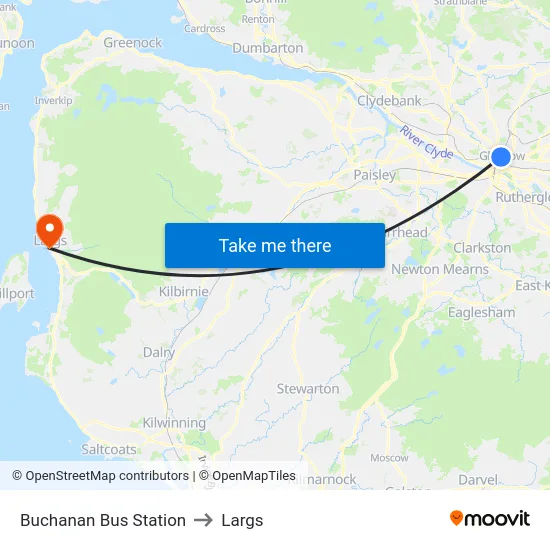 Buchanan Bus Station to Largs map