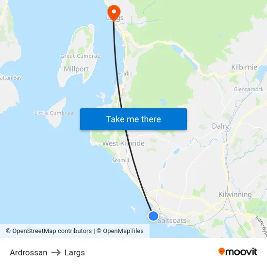 Ardrossan to Largs map