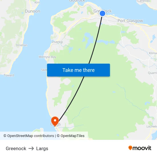 Greenock to Largs map