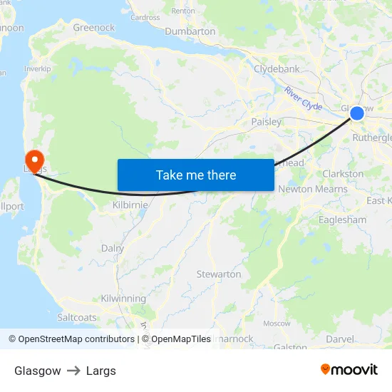 Glasgow to Largs map