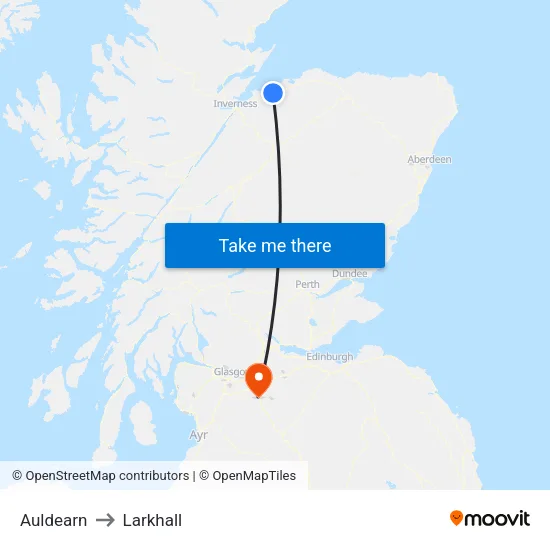 Auldearn to Larkhall map