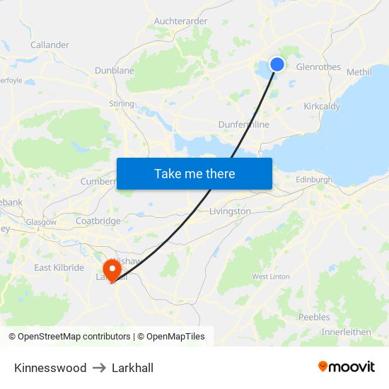 Kinnesswood to Larkhall map