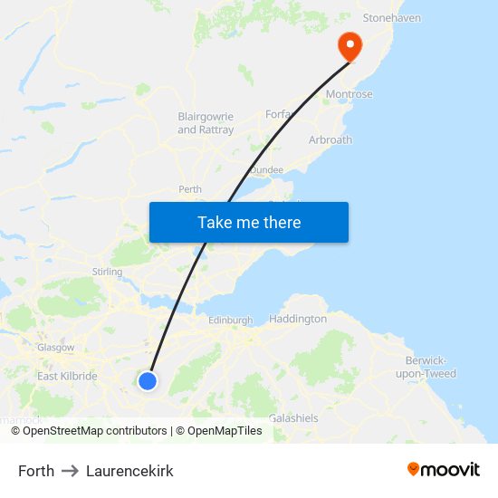 Forth to Laurencekirk map