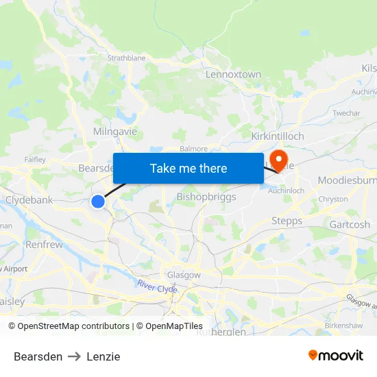 Bearsden to Lenzie map