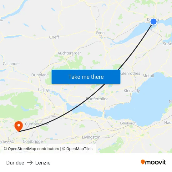 Dundee to Lenzie map