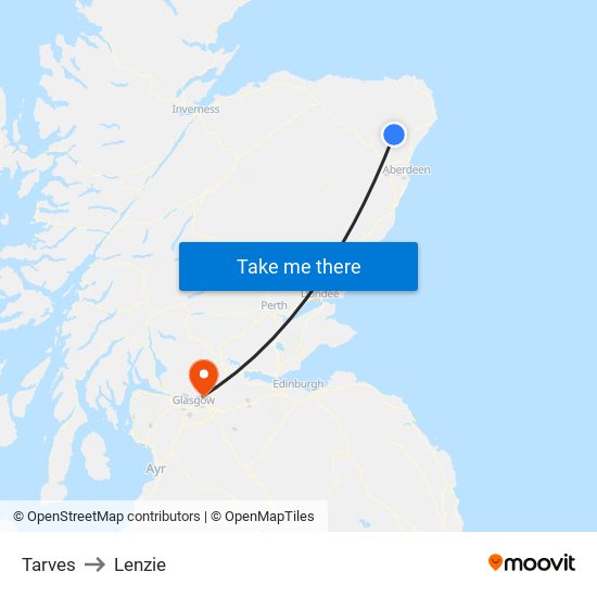 Tarves to Lenzie map