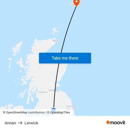 Annan to Lerwick map