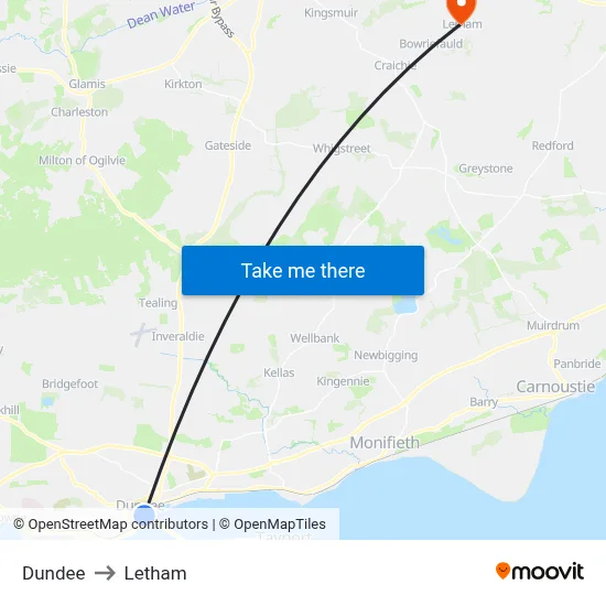 Dundee to Letham map