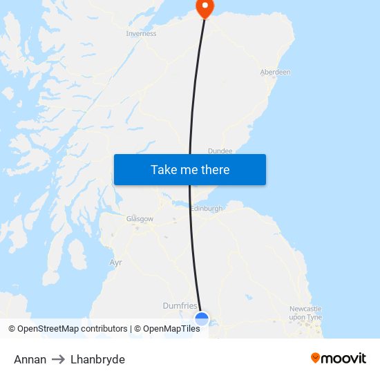 Annan to Lhanbryde map