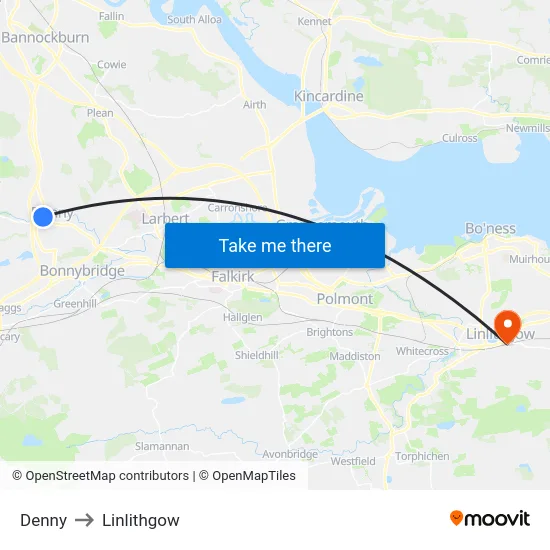 Denny to Linlithgow map
