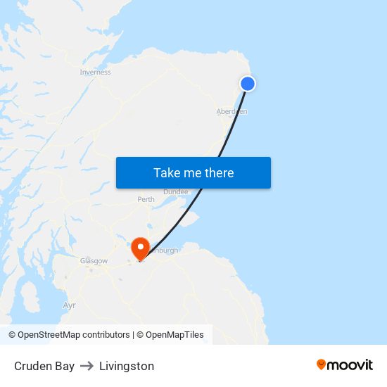 Cruden Bay to Livingston map