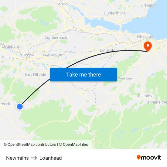 Newmilns to Loanhead map