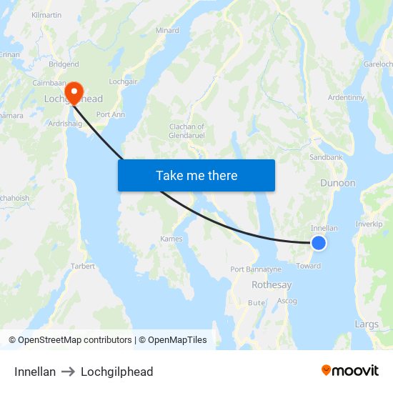 Innellan to Lochgilphead map