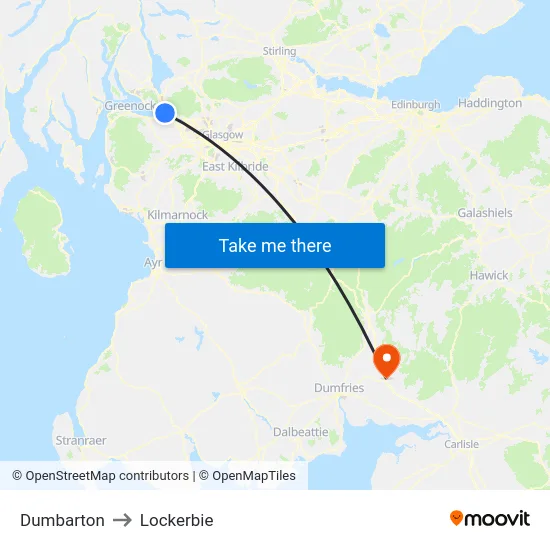 Dumbarton to Lockerbie map
